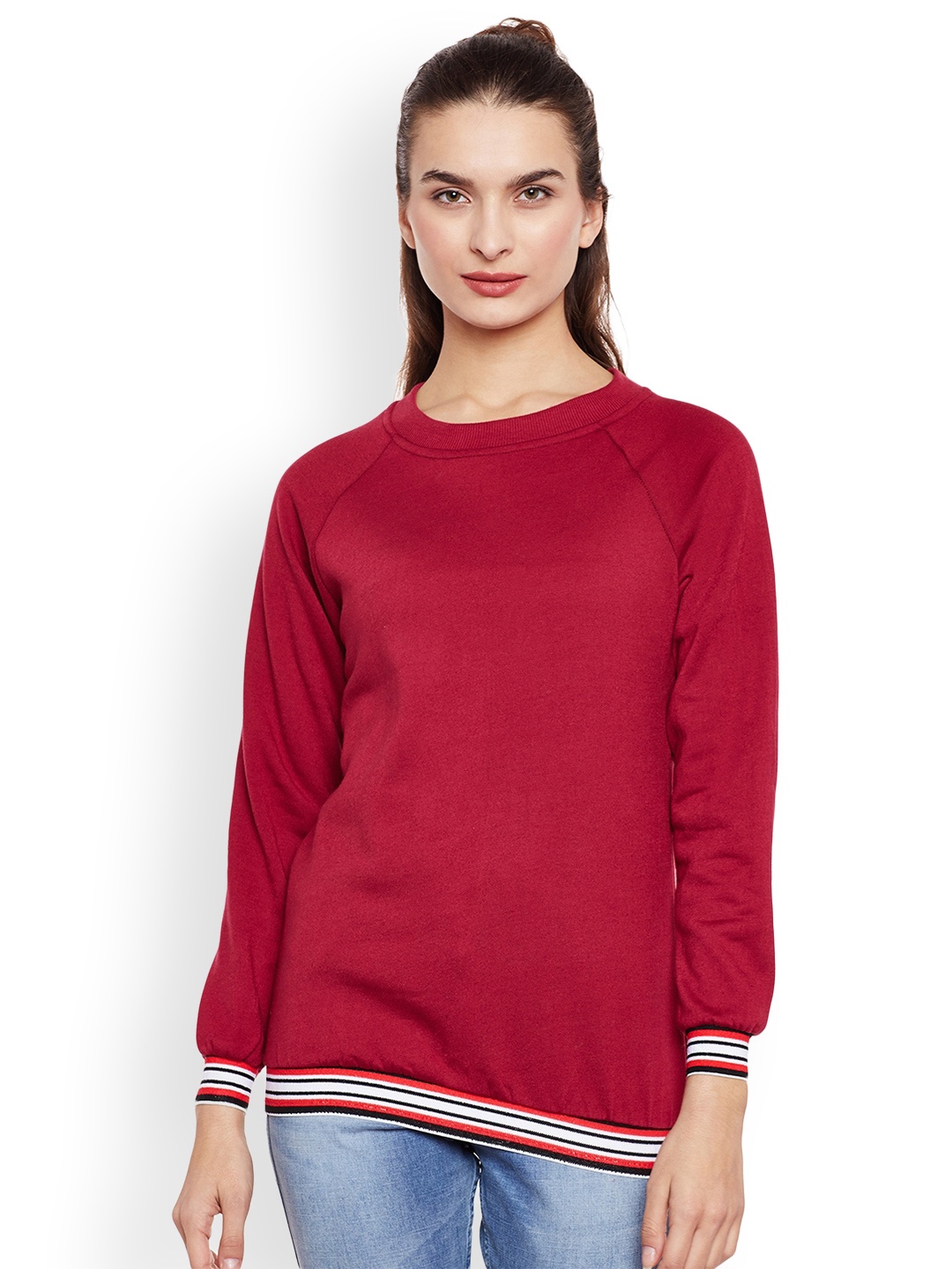 

Belle Fille Women Maroon Solid Sweatshirt