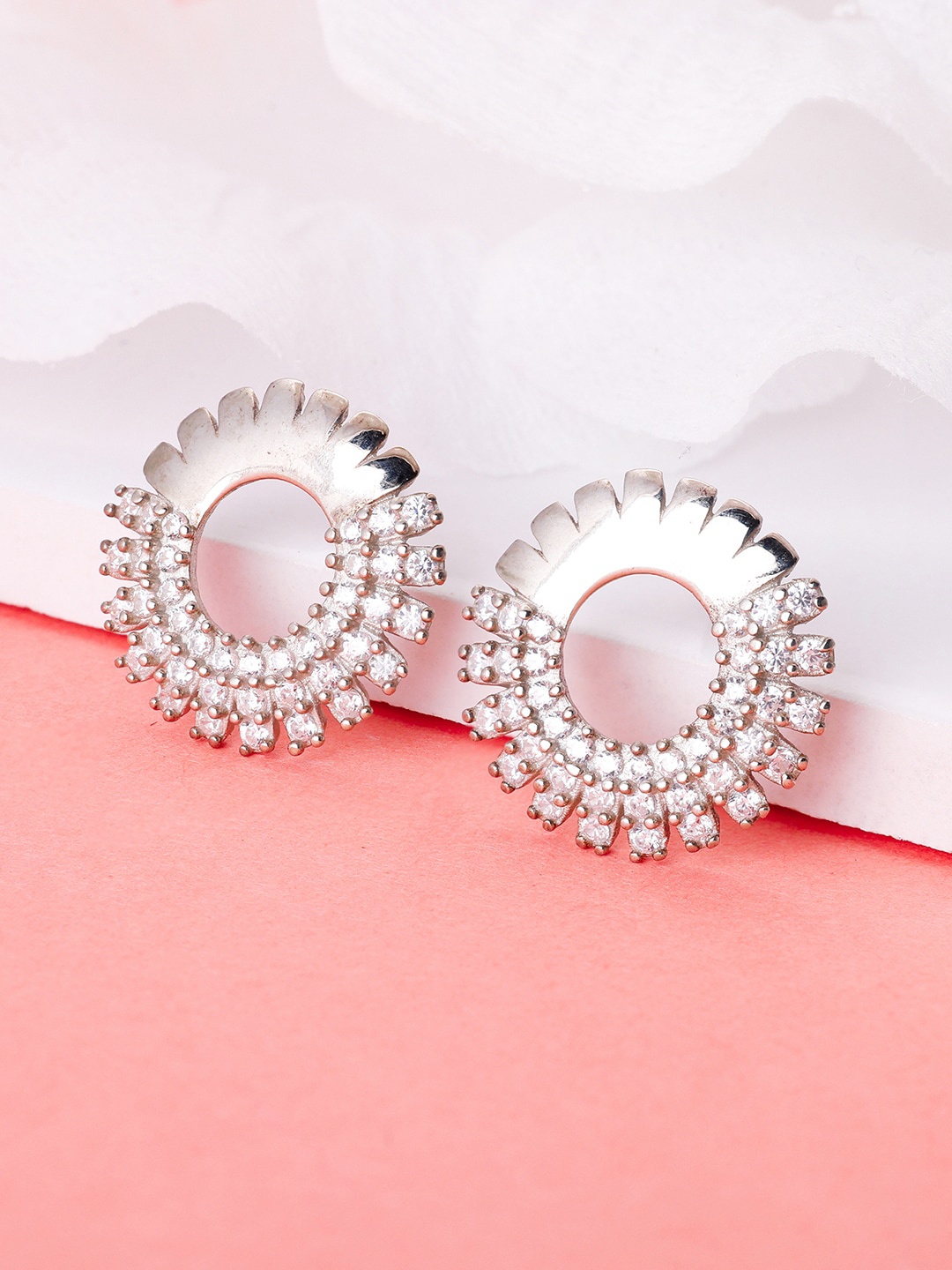 

GIVA Rhodium-Plated Contemporary Studs Earrings, Silver
