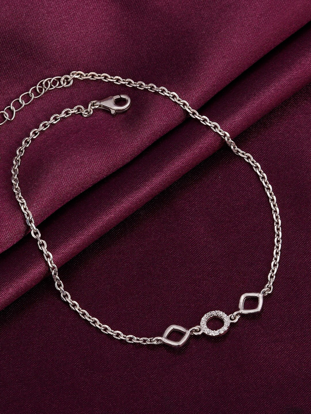 

GIVA 925 Sterling Silver Silver-Plated Stone Studded Anklet