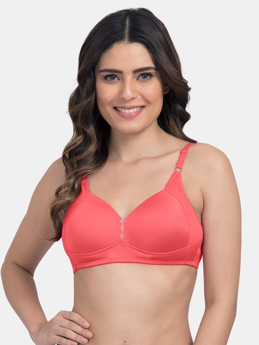 

Tweens Lightly Padded Full Coverage Non-Wired Seamless Cotton Minimizer Bra, Coral