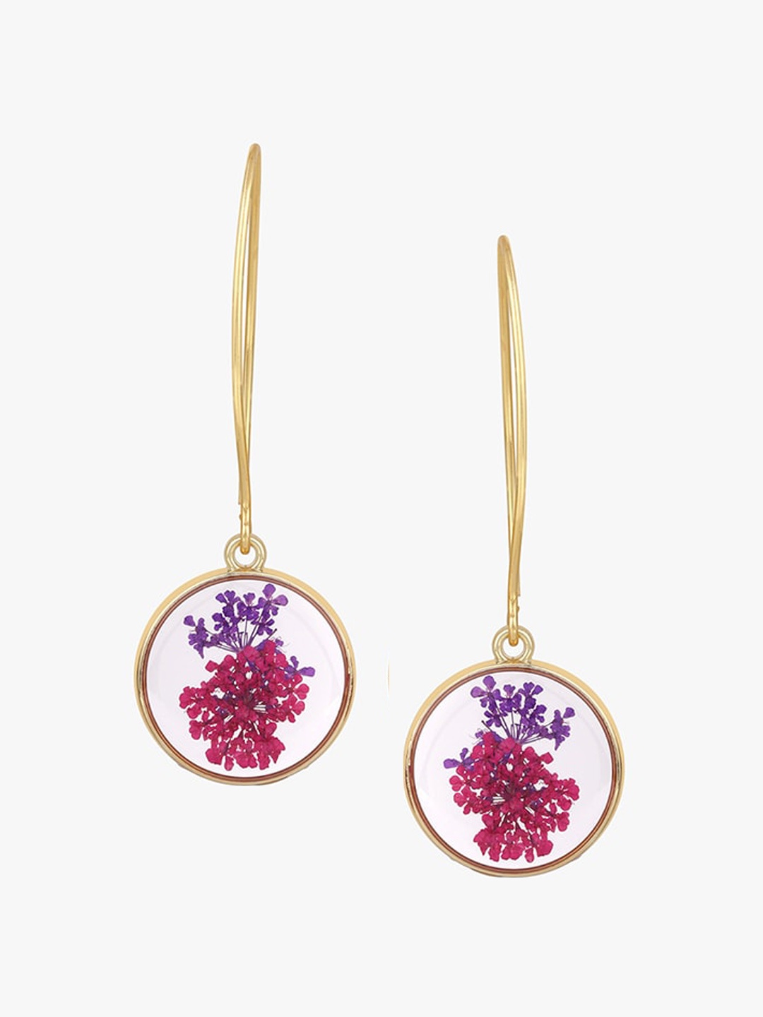 

March by FableStreet Gold-Plated Circular Drop Earrings, Purple