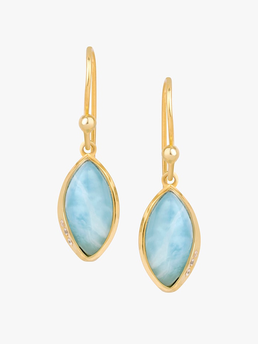 

March by FableStreet 18k Gold-Plated Stone-Studded Contemporary Drop Earrings, Blue