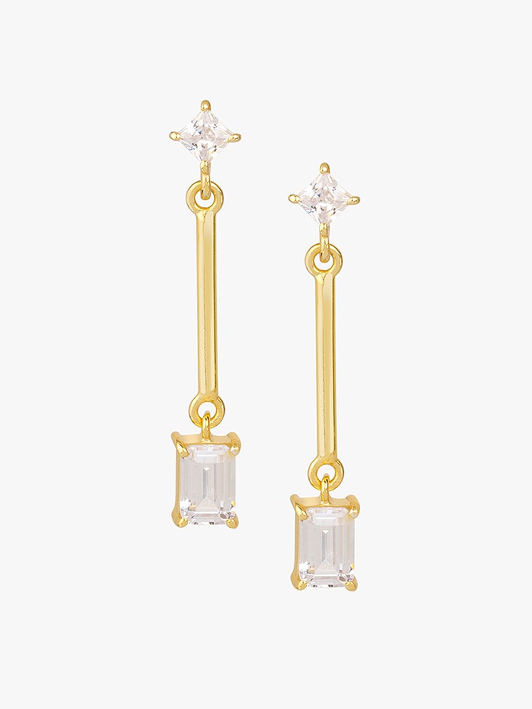 

March by FableStreet Gold-Plated Geometric Drop Earrings, White