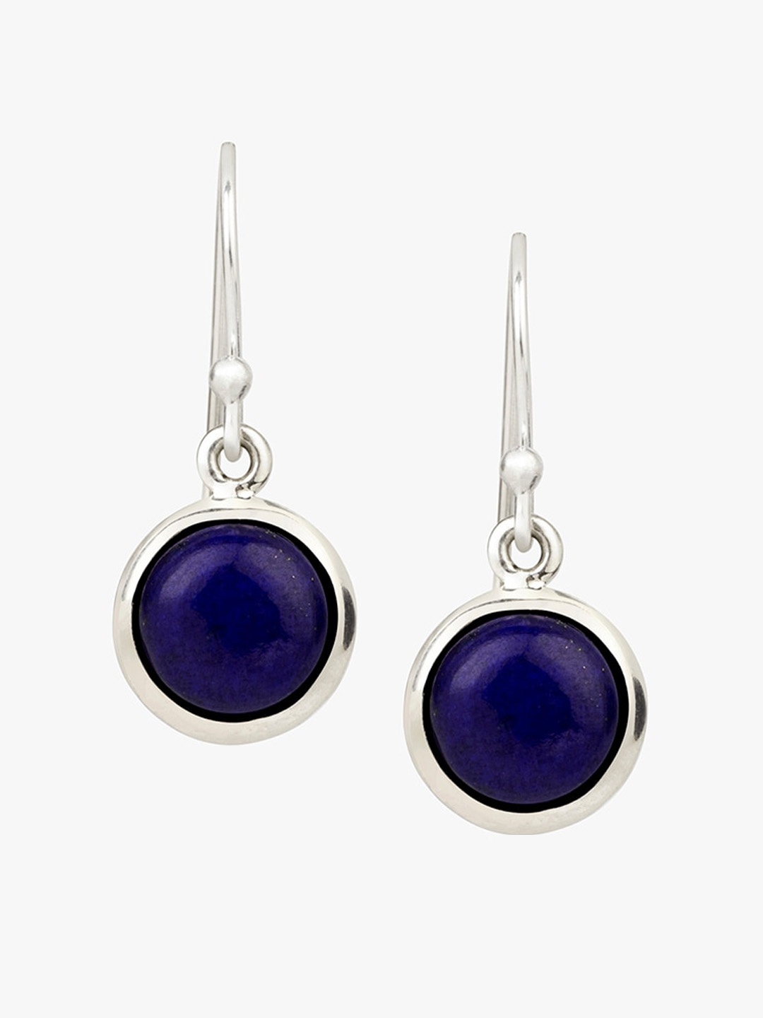 

March by FableStreet Rhodium-Plated Stone-Studded Contemporary Drop Earrings, Blue