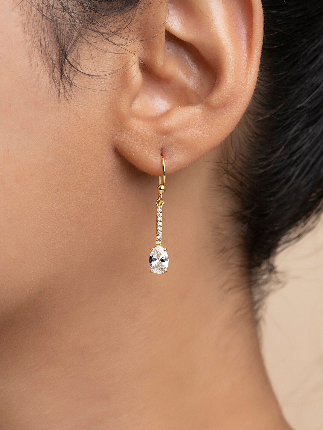 

March by FableStreet Gold-Plated Contemporary Drop Earrings, White