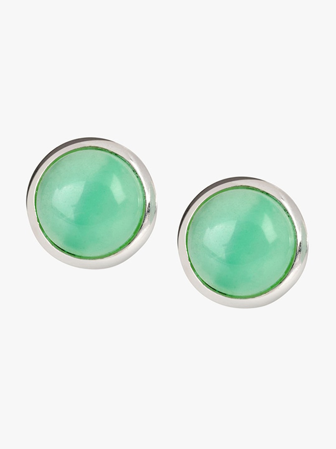 

March by FableStreet Sterling Silver Circular Studs Earrings, Green