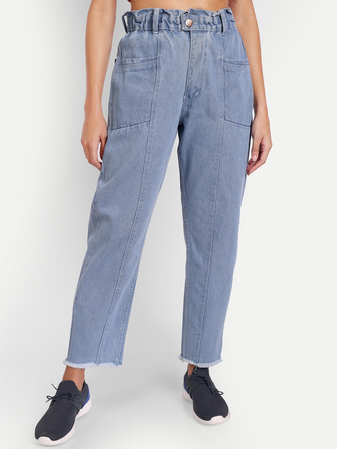 

AngelFab Women Jean Straight Fit High-Rise Cotton Jeans, Blue