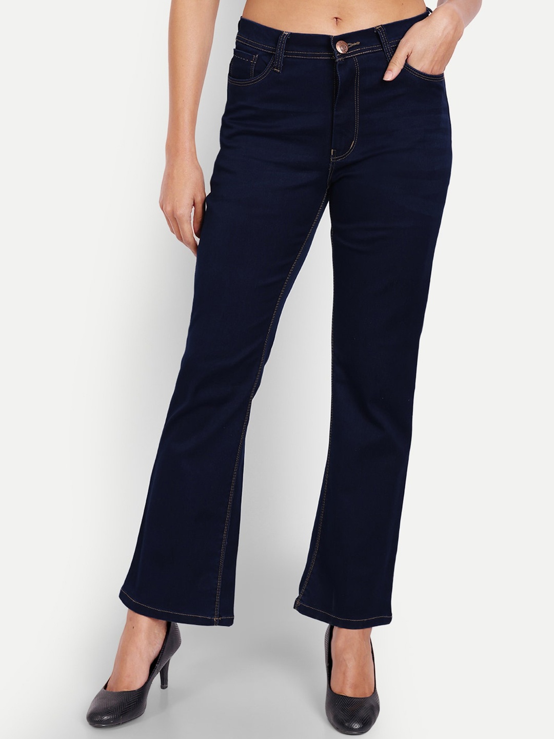 

AngelFab Women Jean High-Rise Cotton Bootcut Jeans, Blue