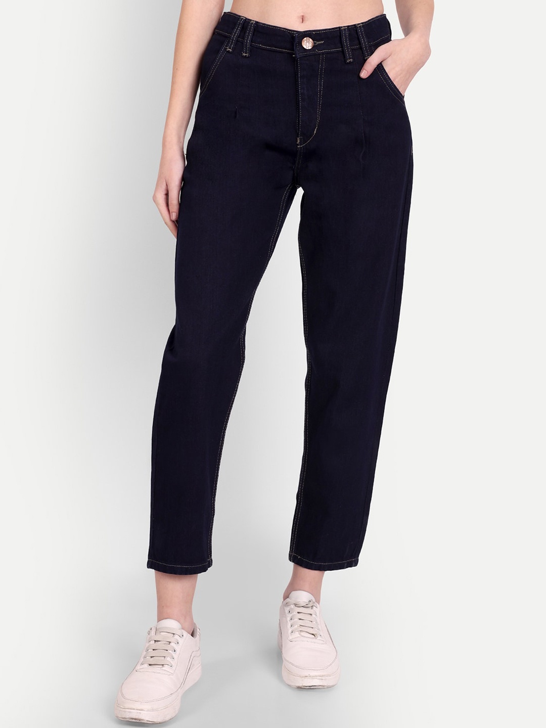 

AngelFab Women Jean Straight Fit High-Rise Cotton Jeans, Navy blue