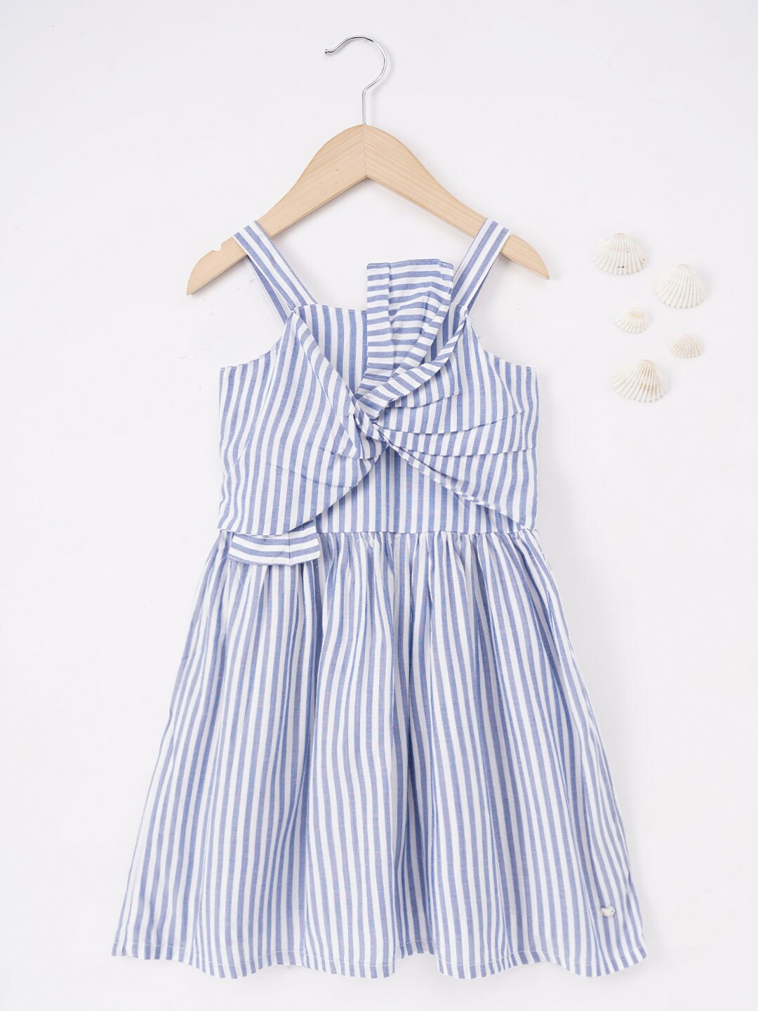 

Ed-a-Mamma Girls Striped Cotton Fit & Flare Dress, Blue