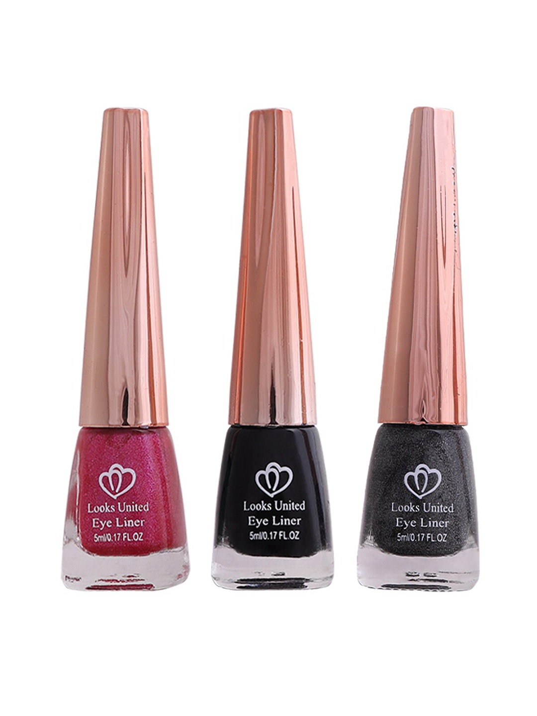 

Set Of 3 Metallic Long Lasting Intense Single Stroke Eyeliners - 5 ml Each, Pink