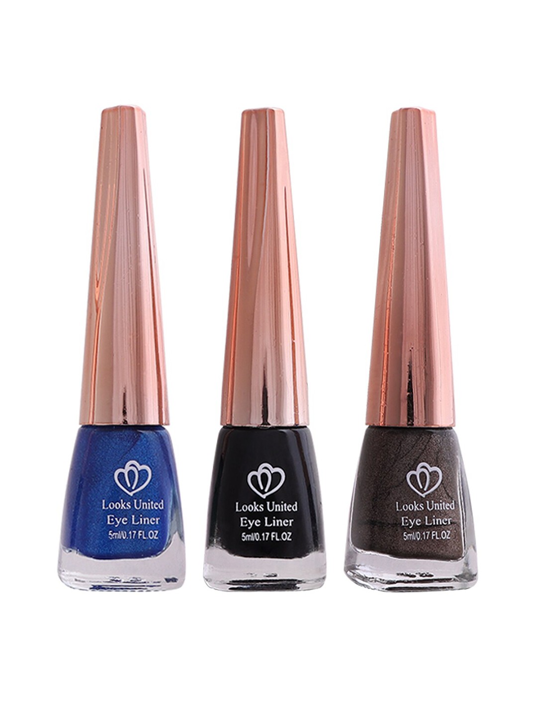 

Looks United Set Of 3 Metallic Long Lasting Intense Single Stroke Eyeliners - 5 ml Each, Blue