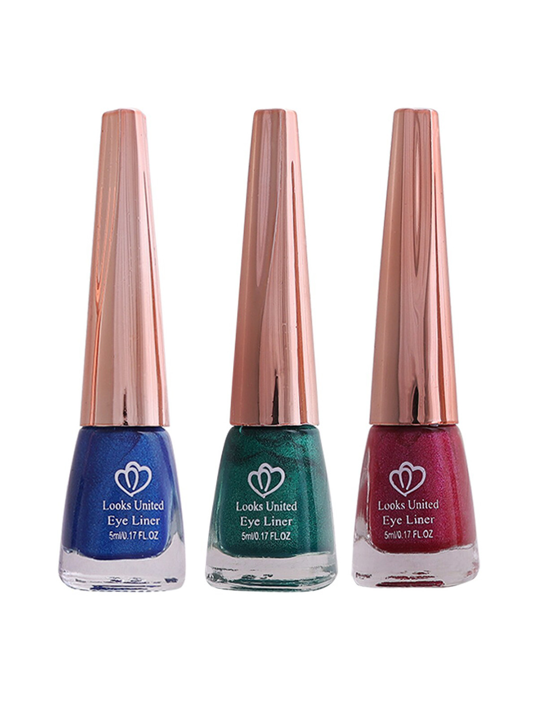 

Looks United Set Of 3 Metallic Long Lasting Intense Single Stroke Eyeliners - 5 ml Each, Blue