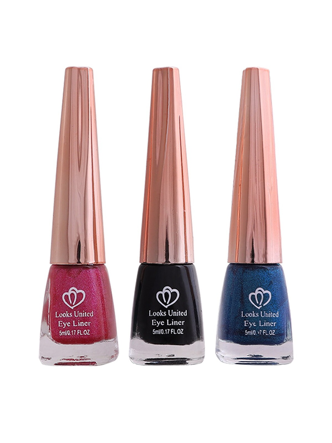 

Looks United Set Of 3 Metallic Long Lasting Intense Single Stroke Eyeliners - 5 ml Each, Pink