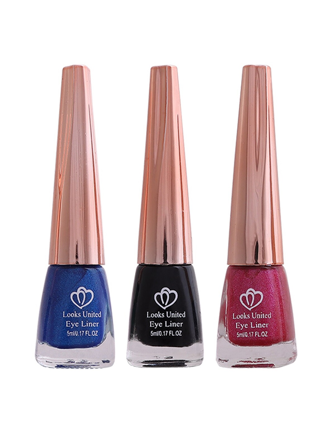 

Looks United Set Of 3 Metallic Long Lasting Intense Single Stroke Eyeliners - 5 ml Each, Multi