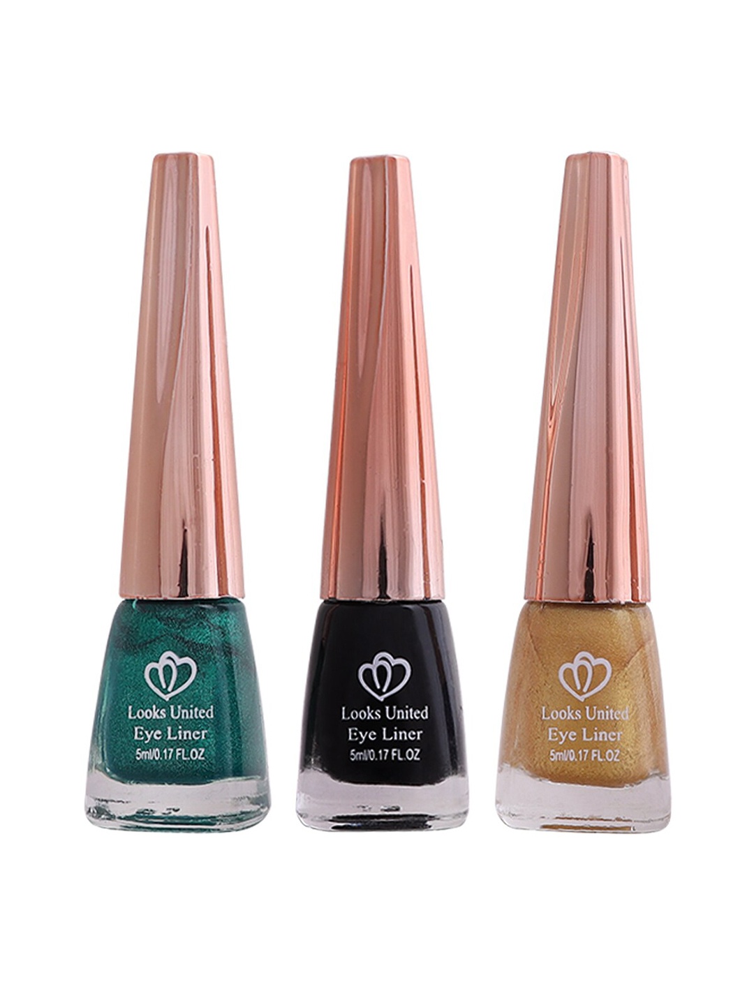 

Looks United Set Of 3 Metallic Long Lasting Intense Single Stroke Eyeliners - 5 ml Each, Green