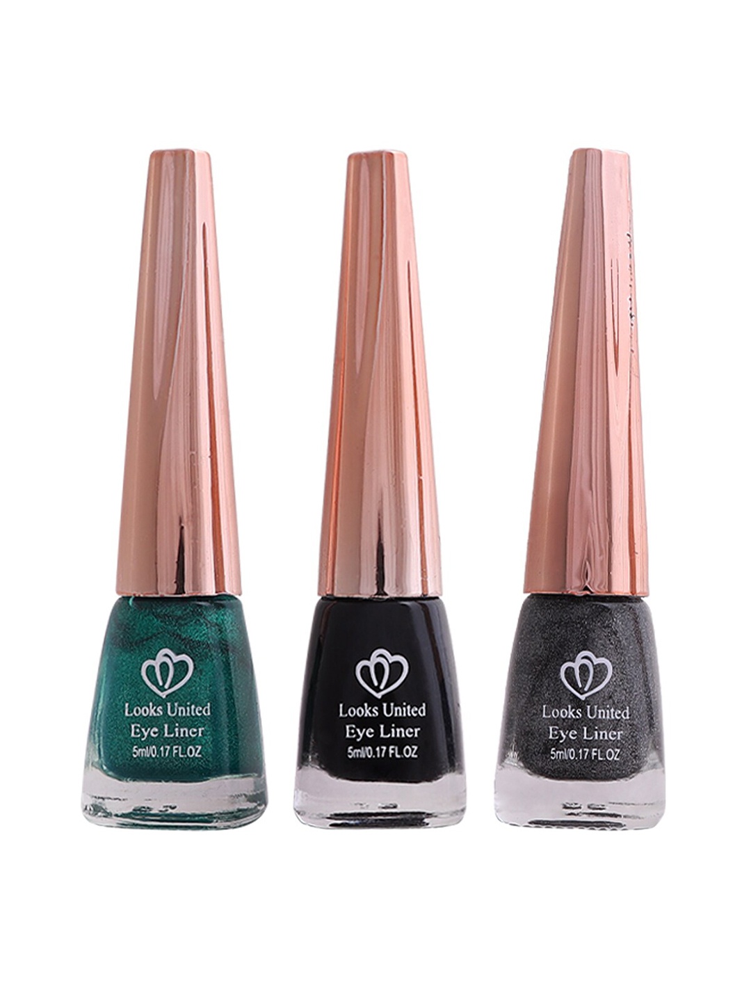 

Looks United Set Of 3 Metallic Long Lasting Intense Single Stroke Eyeliners - 5 ml Each, Green