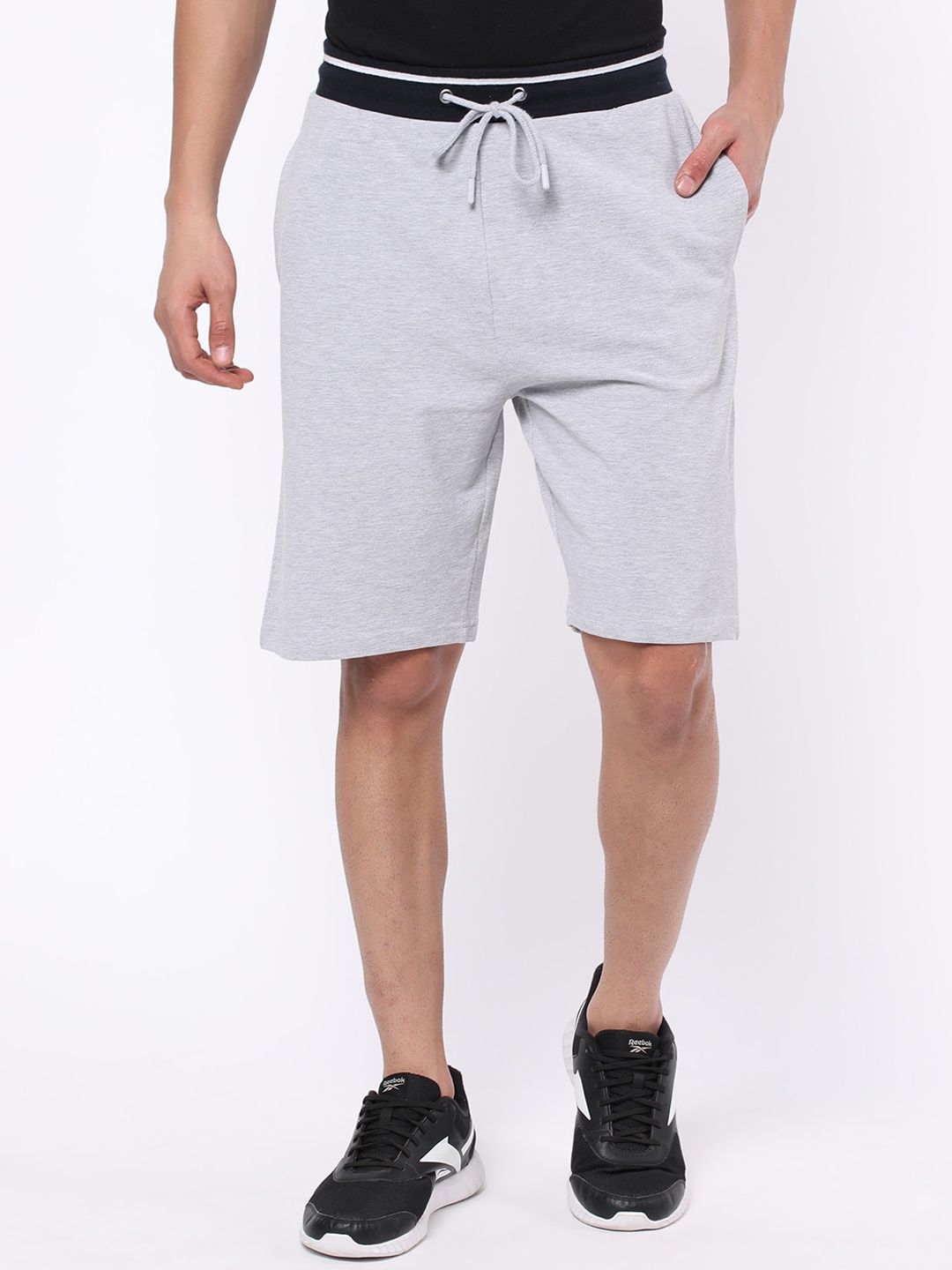 

R&B Men High-Rise Cotton Sports Shorts, Grey