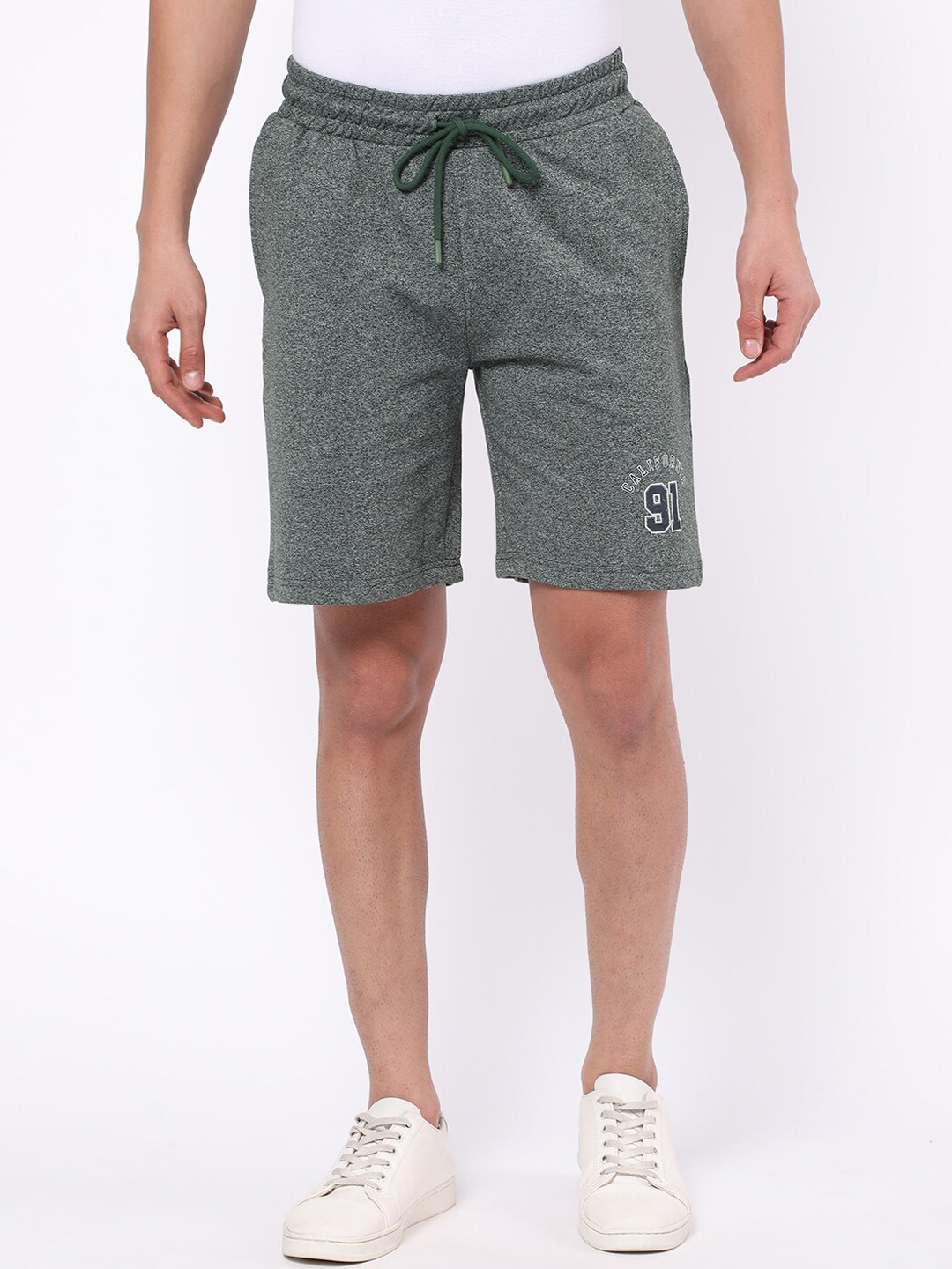 

R&B Men High-Rise Cotton Sports Shorts, Green