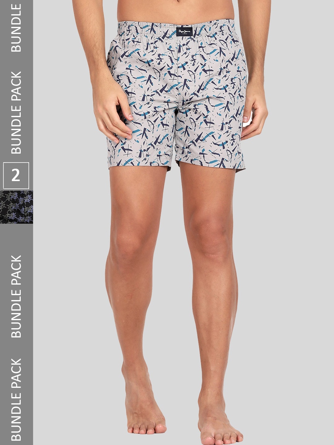 

Pepe Jeans Pack of 2 Printed Pure Cotton Boxers 8904311375753, Black