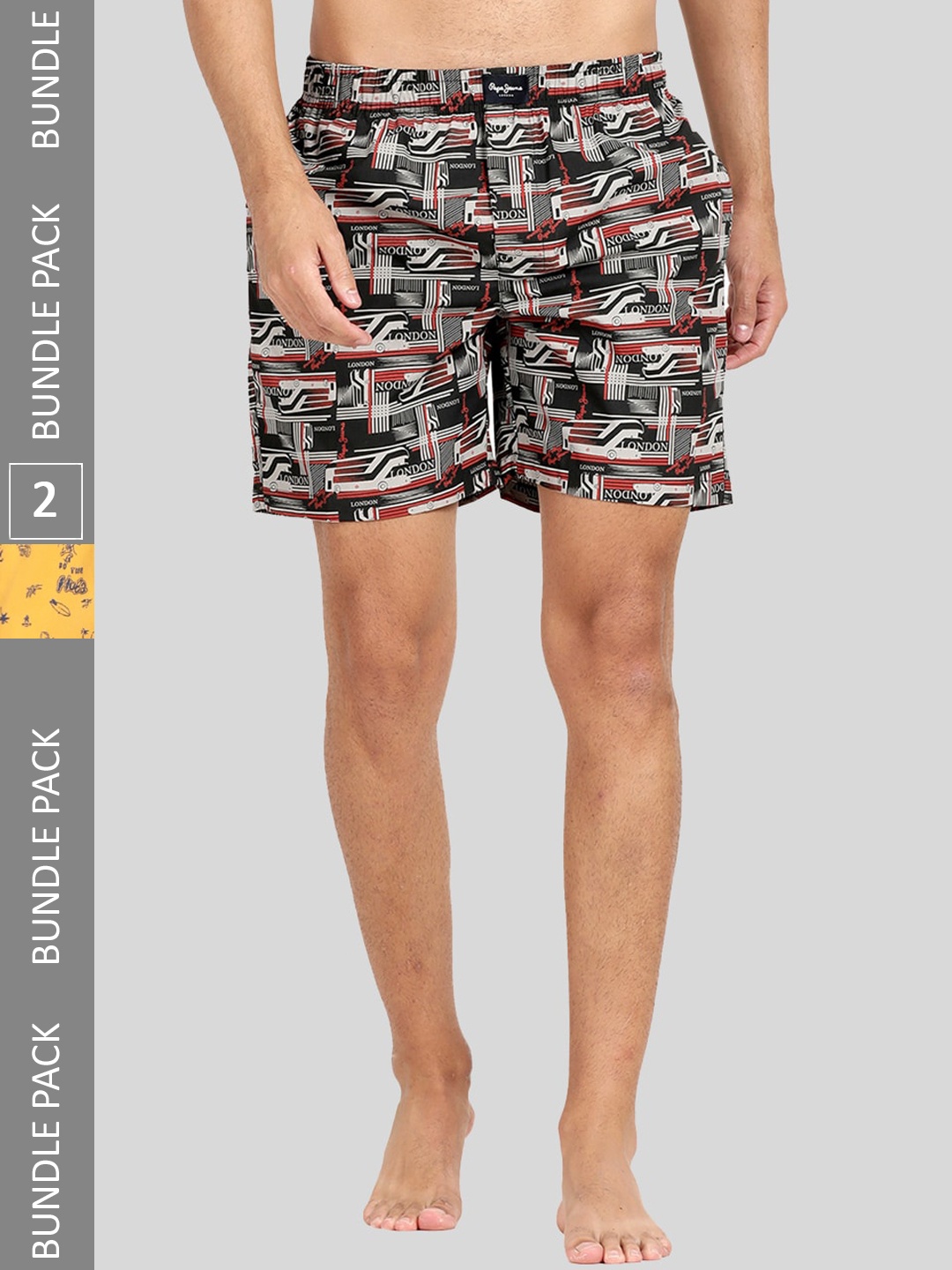 

Pepe Jeans Men Pack Of 2 Printed Pure Cotton Relaxed-Fit Boxers 8904311377306, Black