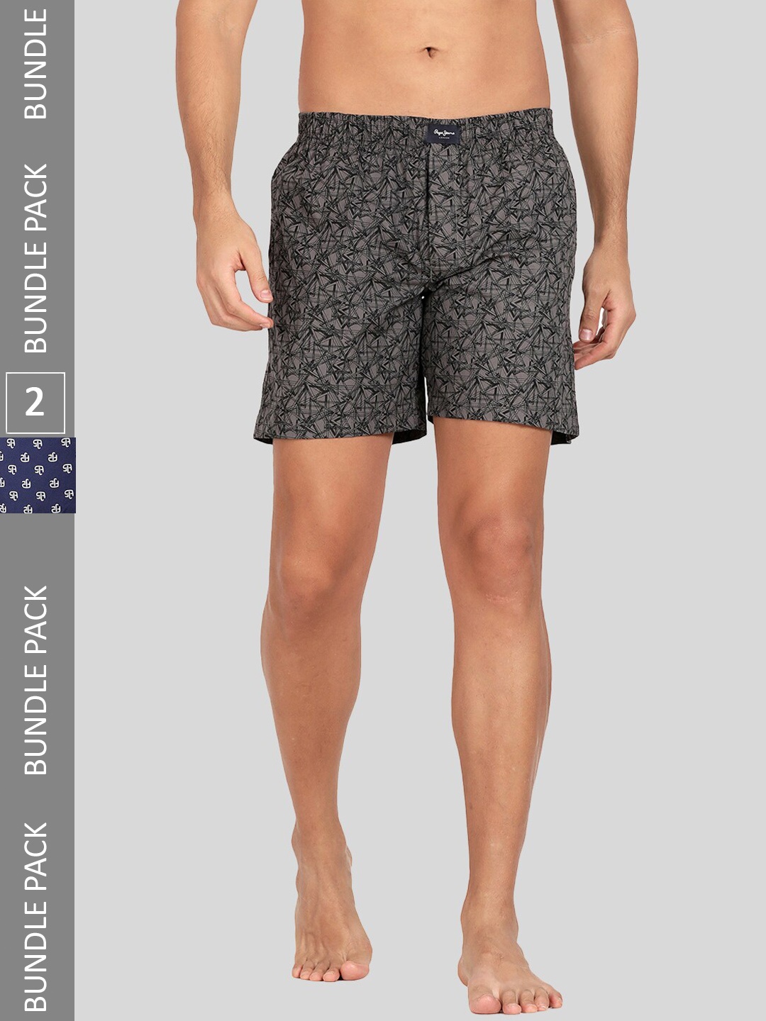 

Pepe Jeans Men Pack Of 2 Printed Pure Cotton Boxers 8904311377979, Grey