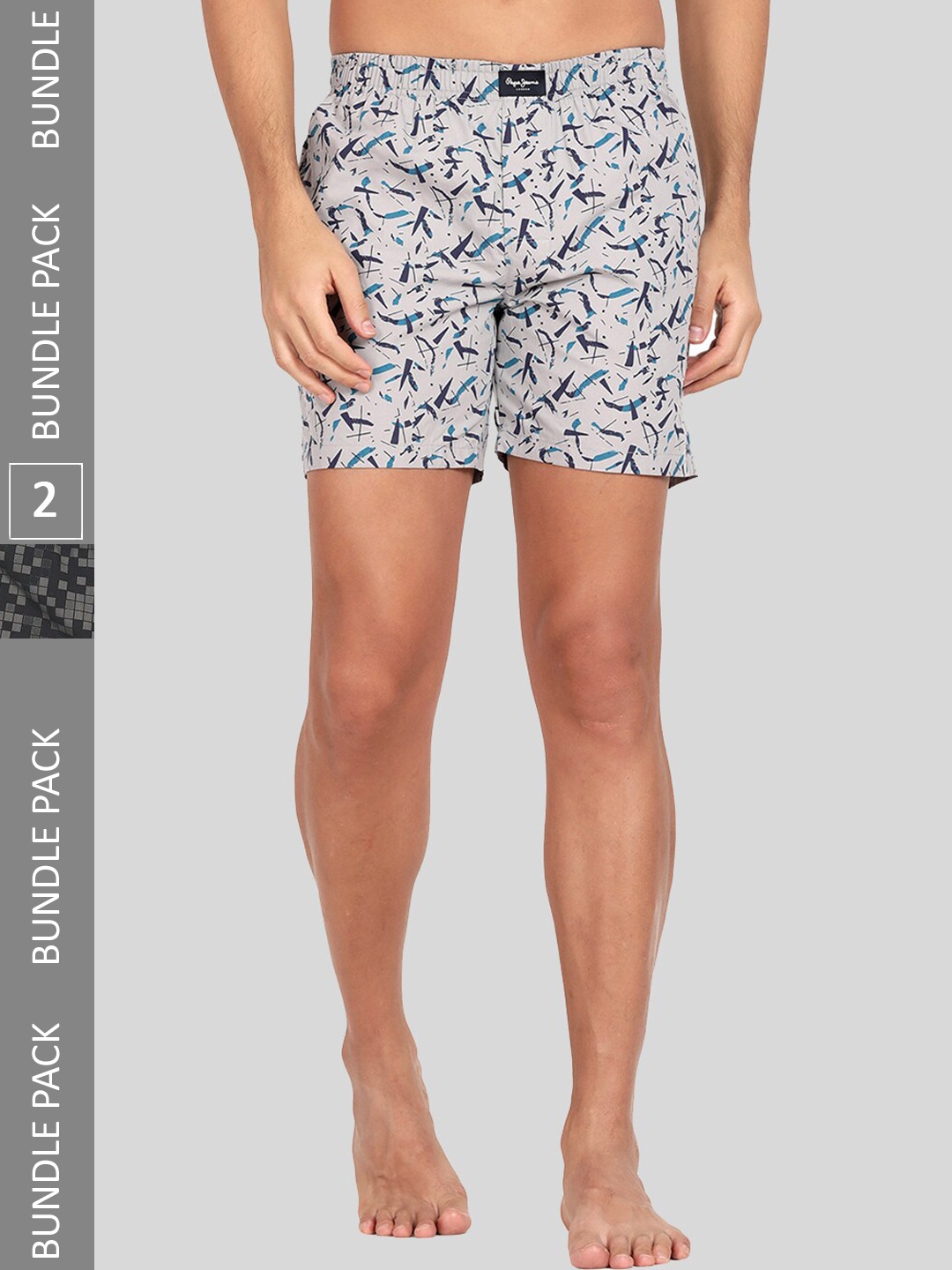 

Pepe Jeans Pack Of 2 All Over Printed Pure Cotton Boxers 8904311376040, Grey