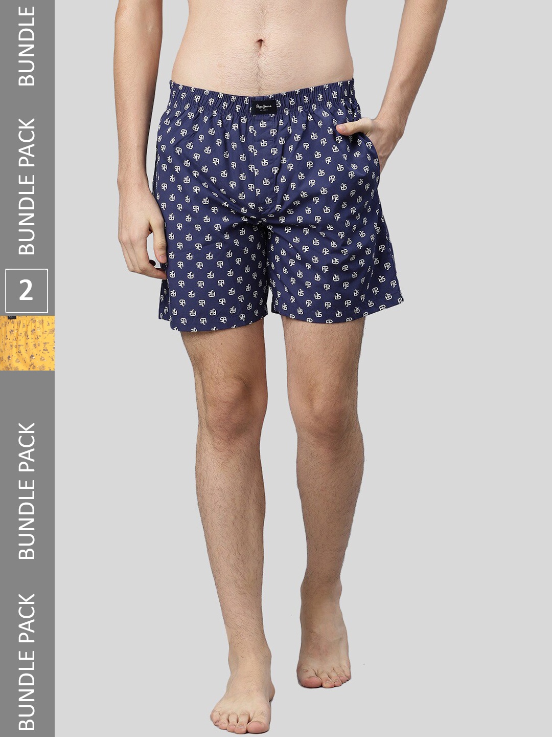 

Pepe Jeans Men Pack Of 2 All Over Print Cotton Boxers 8904311378464, Blue