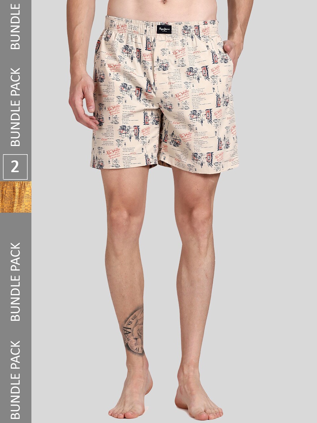 

Pepe Jeans Men Pack Of 2 All Over Print Cotton Boxers, Yellow