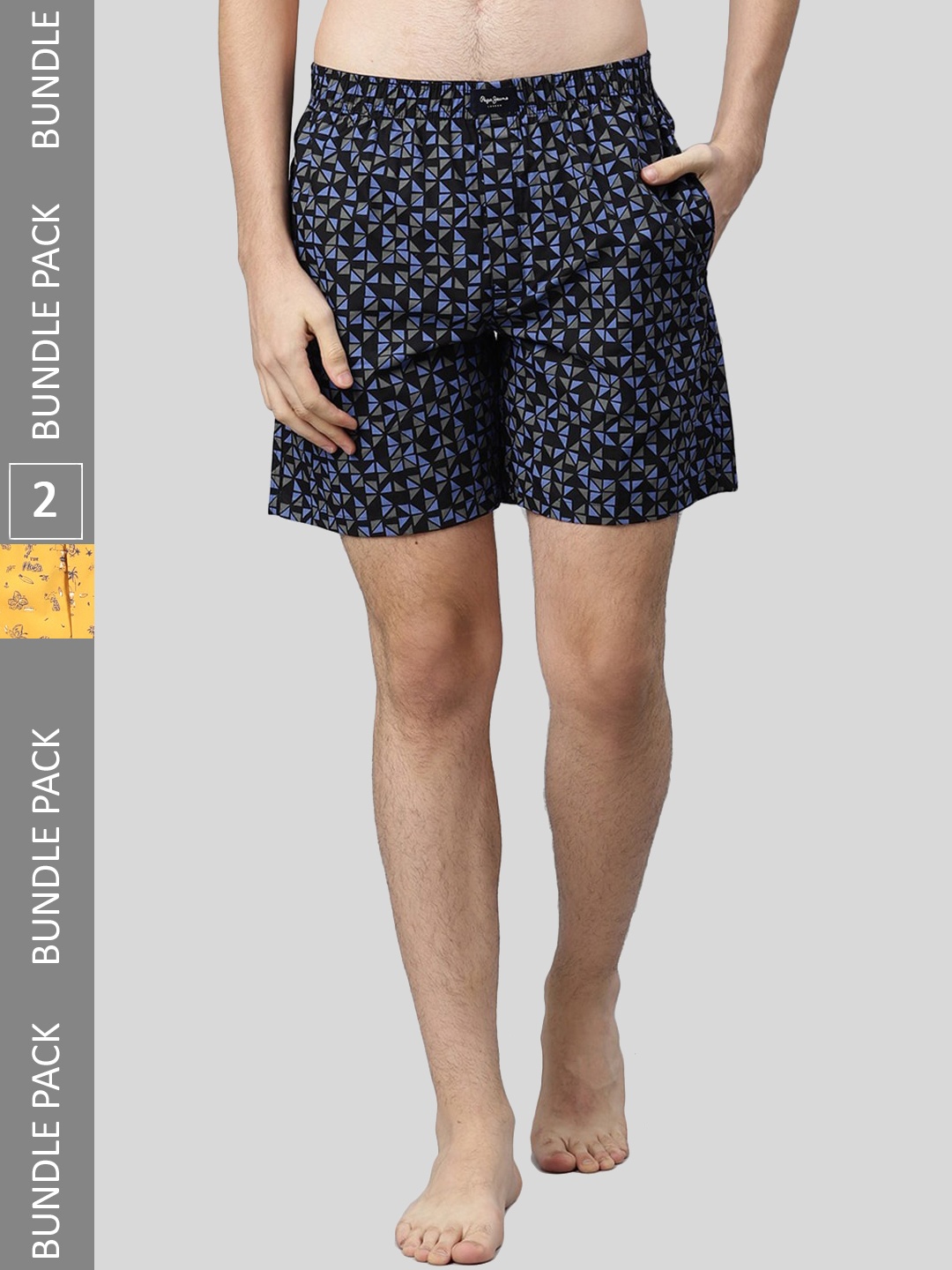 

Pepe Jeans Men Pack Of 2 All Over Printed Pure Cotton Boxers 8904311376699, Black