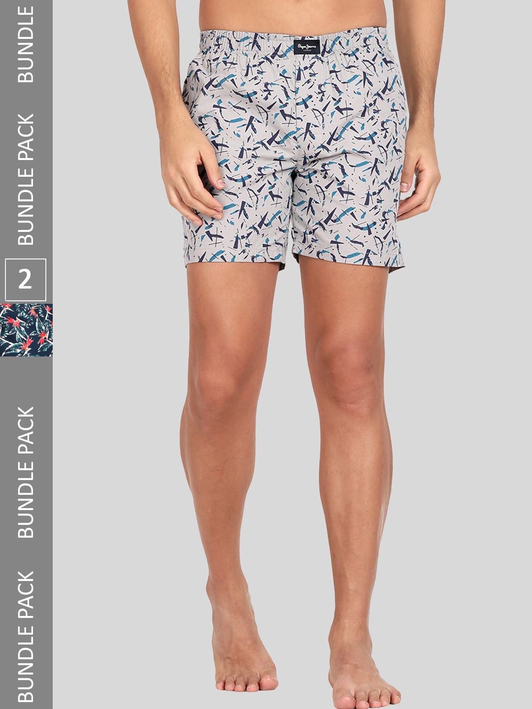 

Pepe Jeans Pack Of 2 All Over Printed Regular Fit Pure Cotton Boxers 8904311375821, Navy blue