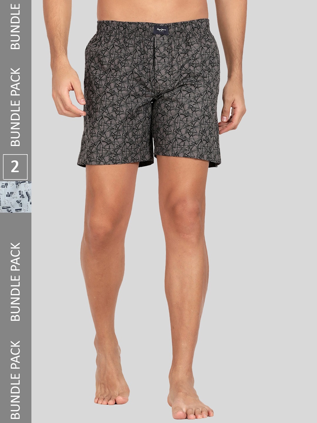 

Pepe Jeans Pack Of 2 Printed Pure-Cotton Boxers 8904311377627, Grey