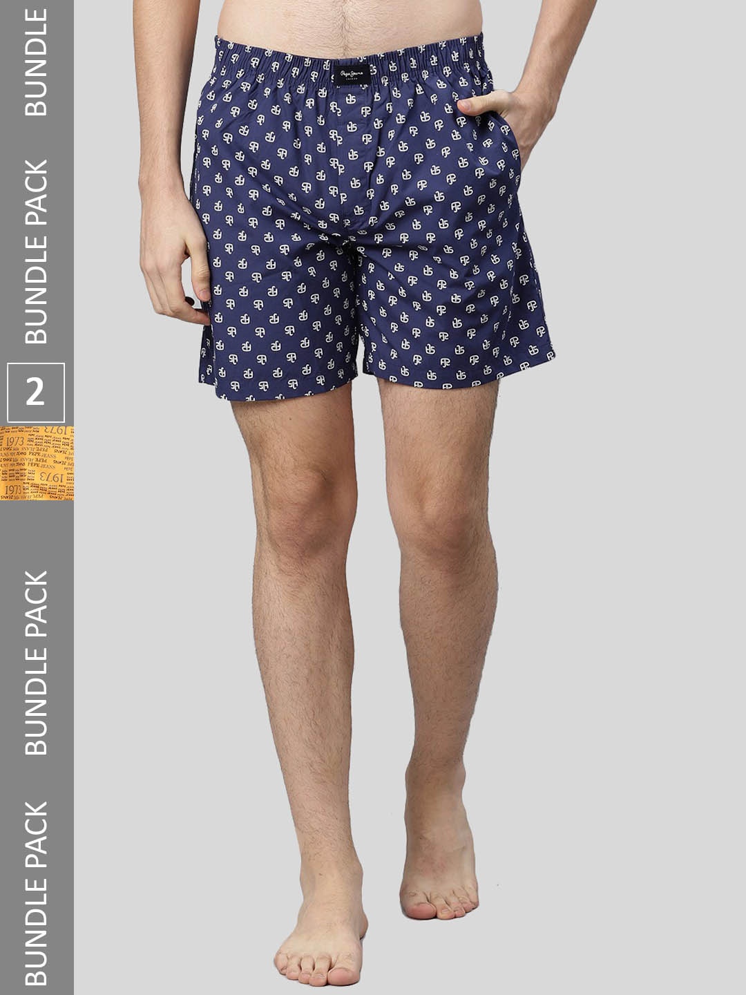 

Pepe Jeans Pack Of 2 All Over Printed Relaxed-Fit Pure Cotton Boxers 8904311378426, Yellow