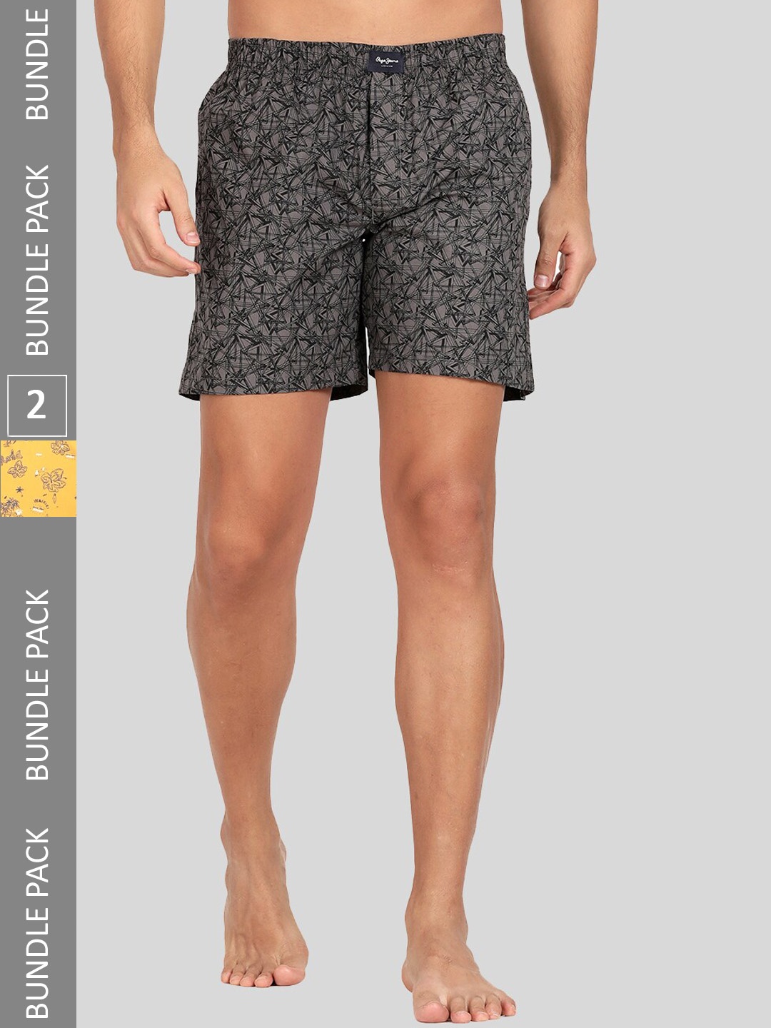 

Pepe Jeans Men Pack Of 2 All Over Print Cotton Boxers 8904311377931, Black