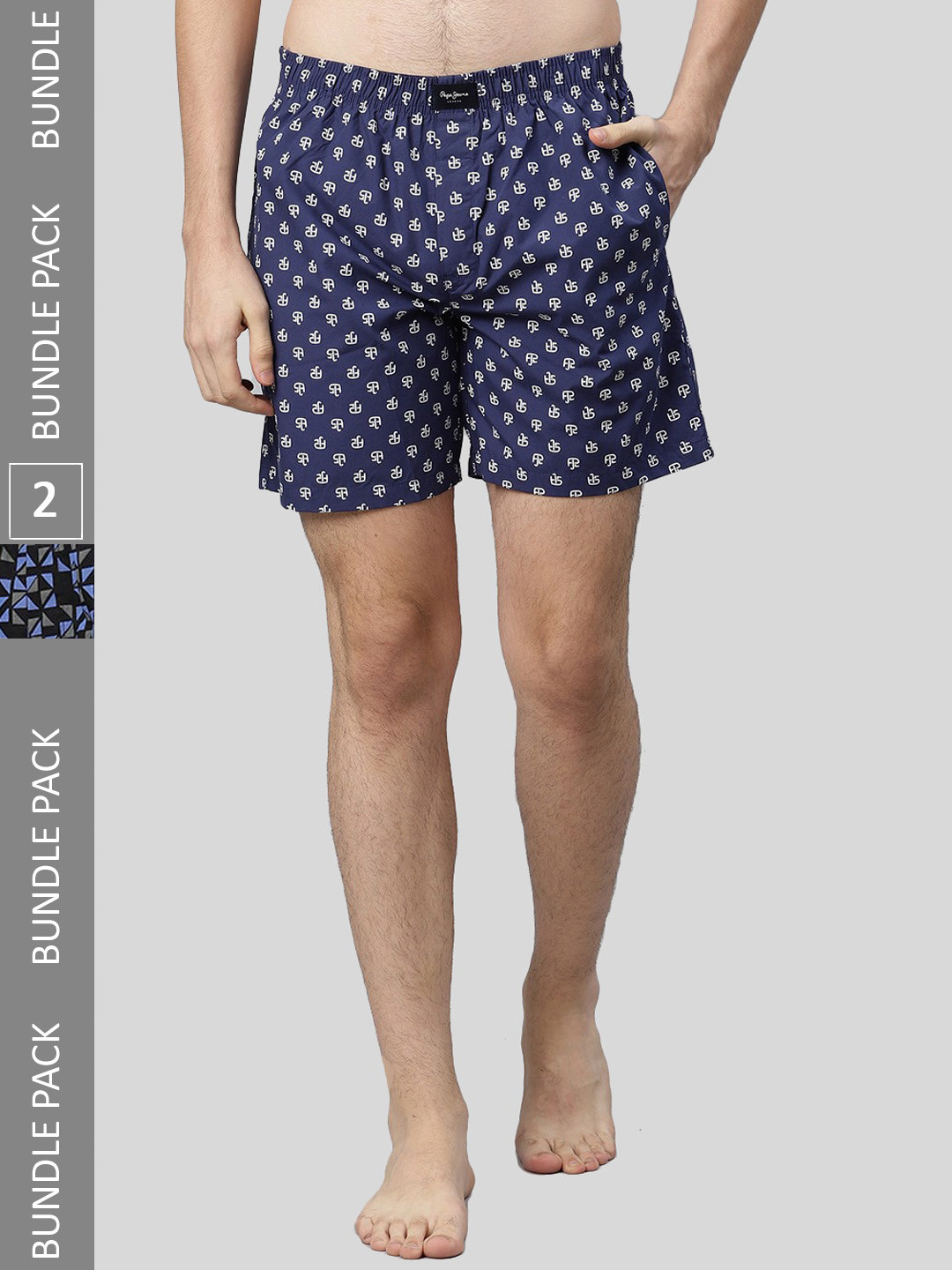 

Pepe Jeans Men Pack Of 2 All Over Print Cotton Boxers 8904311378280, Blue