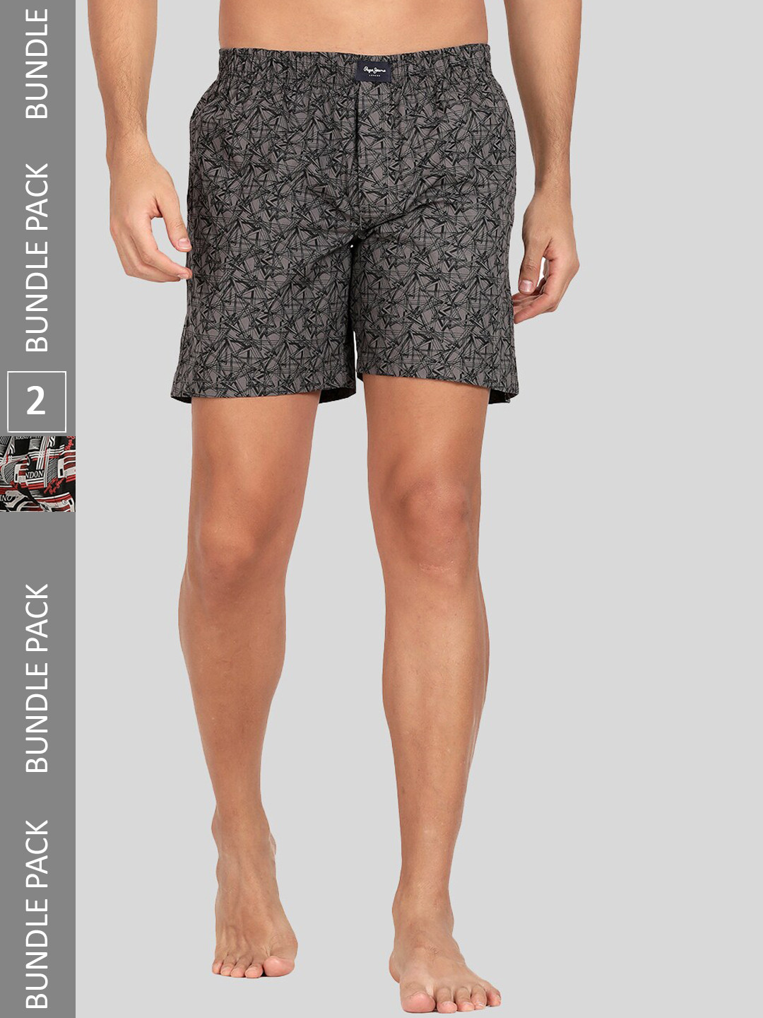 

Pepe Jeans Pack of 2 Printed Pure Cotton Relaxed-Fit Boxers 8904311377818, Black
