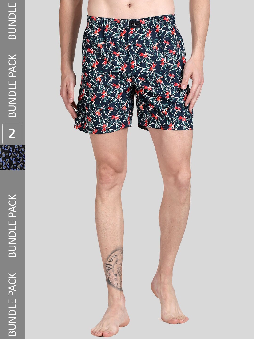 

Pepe Jeans Pack Of 2 Printed Pure Cotton Relaxed-Fit Boxers 8904311377467, Blue