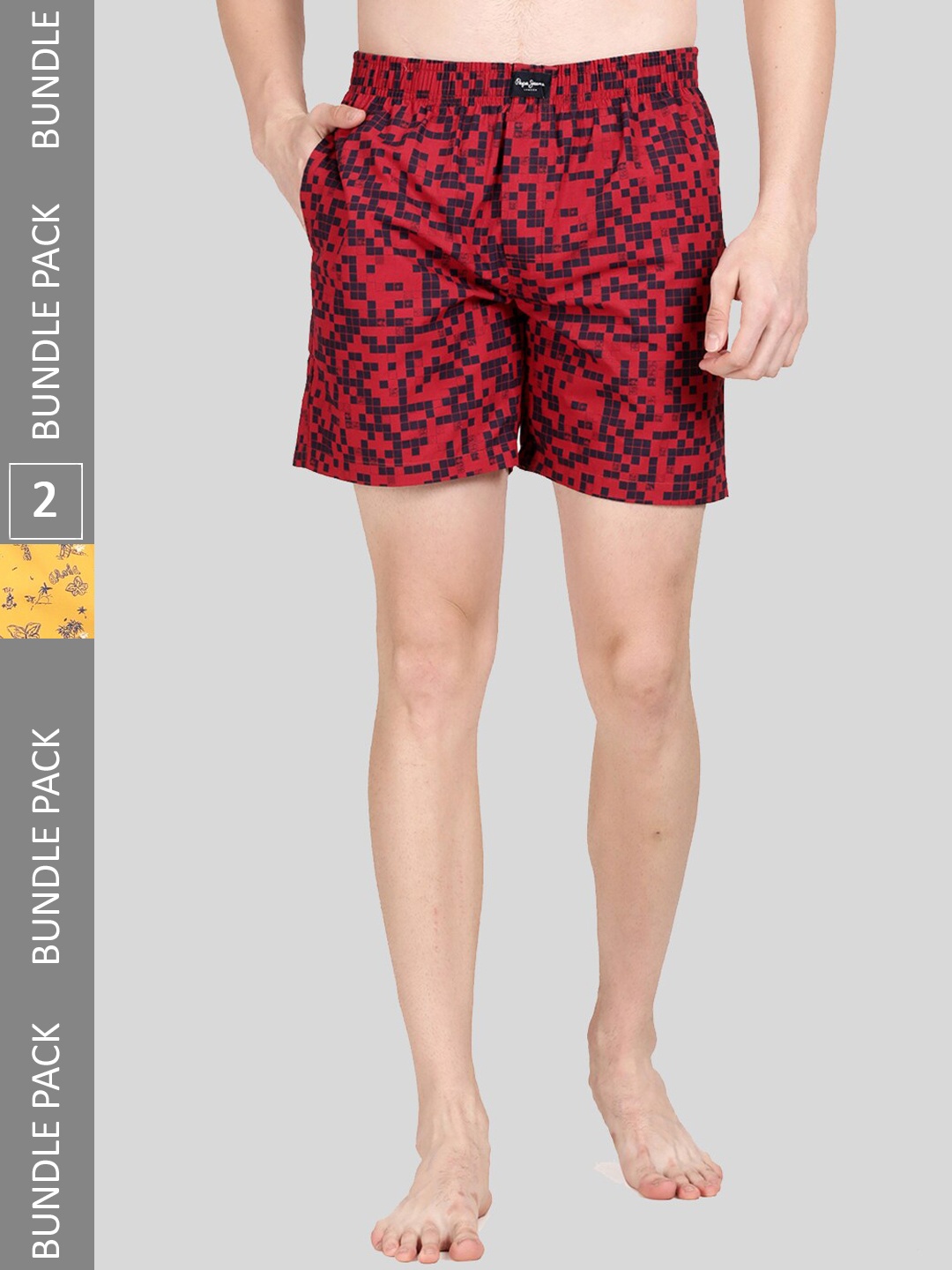 

Pepe Jeans Men Pack Of 2 Printed Pure Cotton Boxers 8904311379102, Red