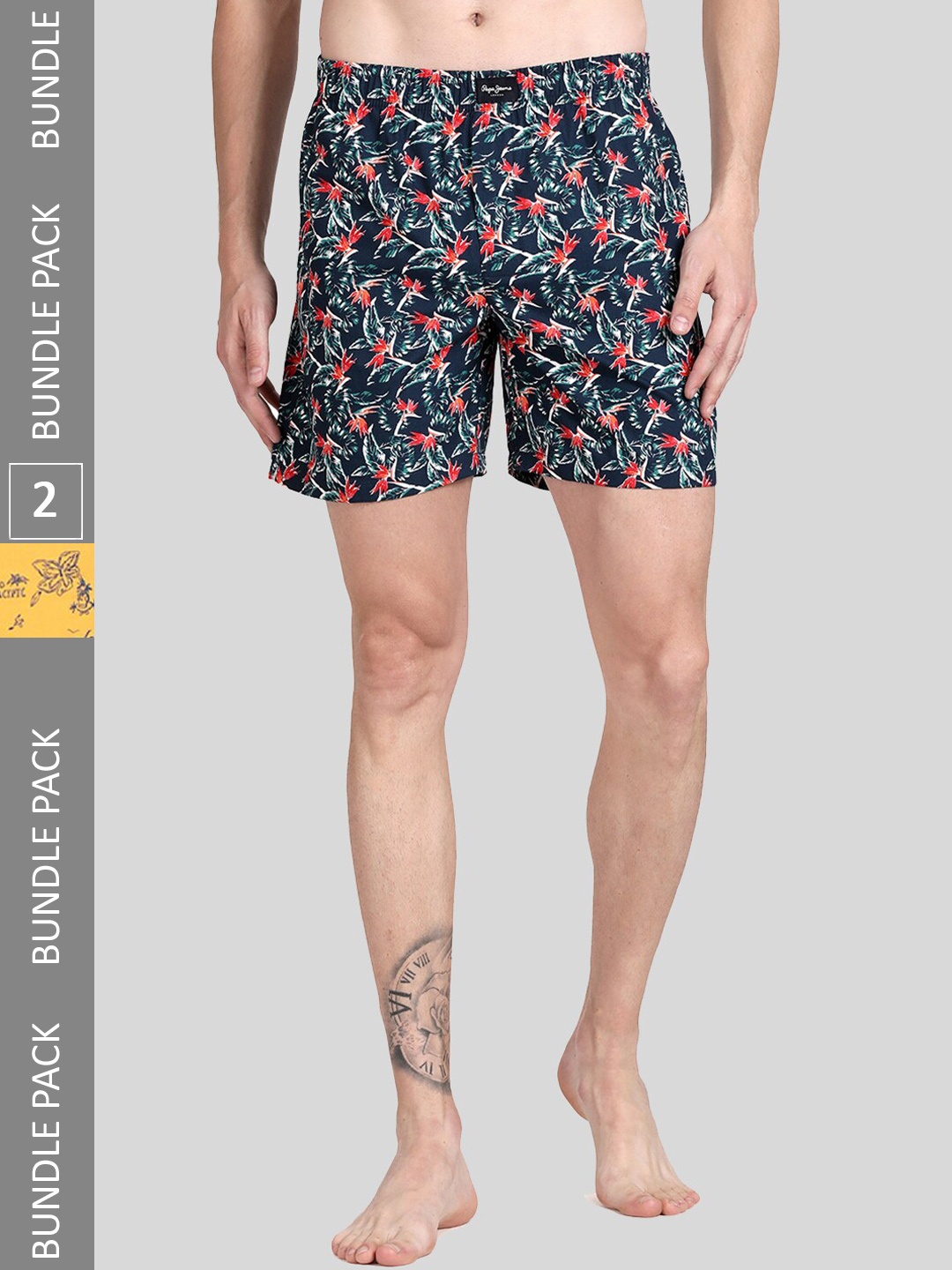 

Pepe Jeans Men Pack Of 2 Printed Pure Cotton Boxers 8904311377542, Yellow