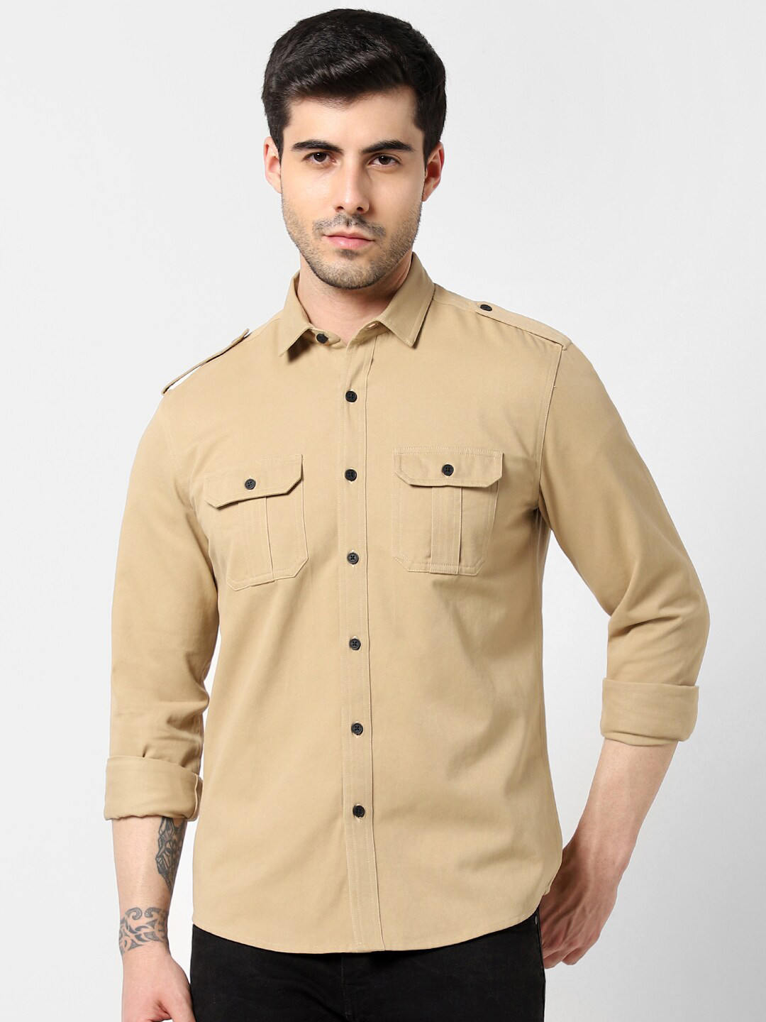 

VASTRADO Regular Fit Cotton Casual Shirt, Khaki
