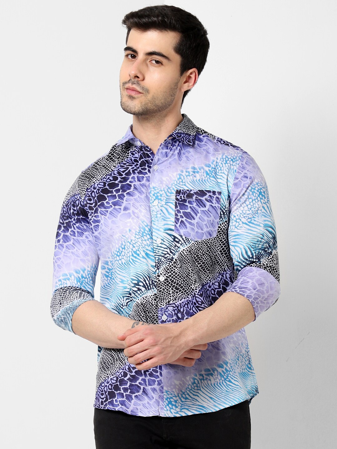 

VASTRADO Abstract Printed Cotton Casual Shirt, Purple