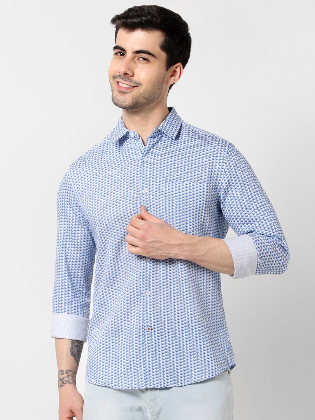 

VASTRADO Geometric Printed Cotton Casual Shirt, Blue