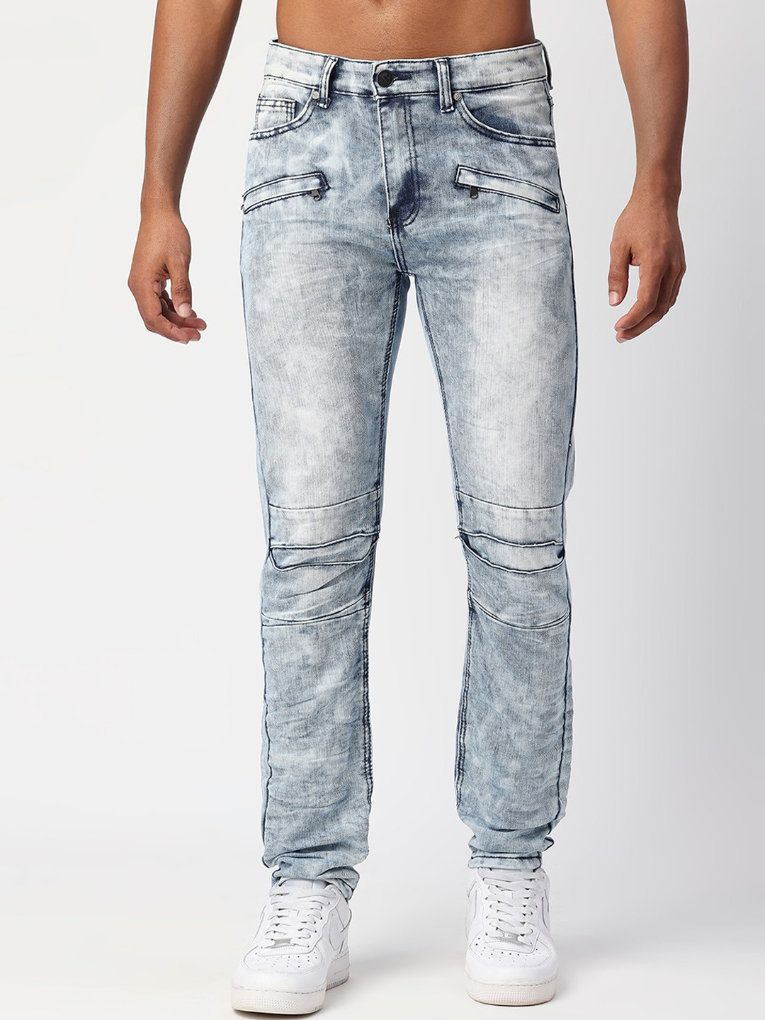 

WAIMEA Men Skinny Fit Heavy Fade Stretchable Jeans, Blue