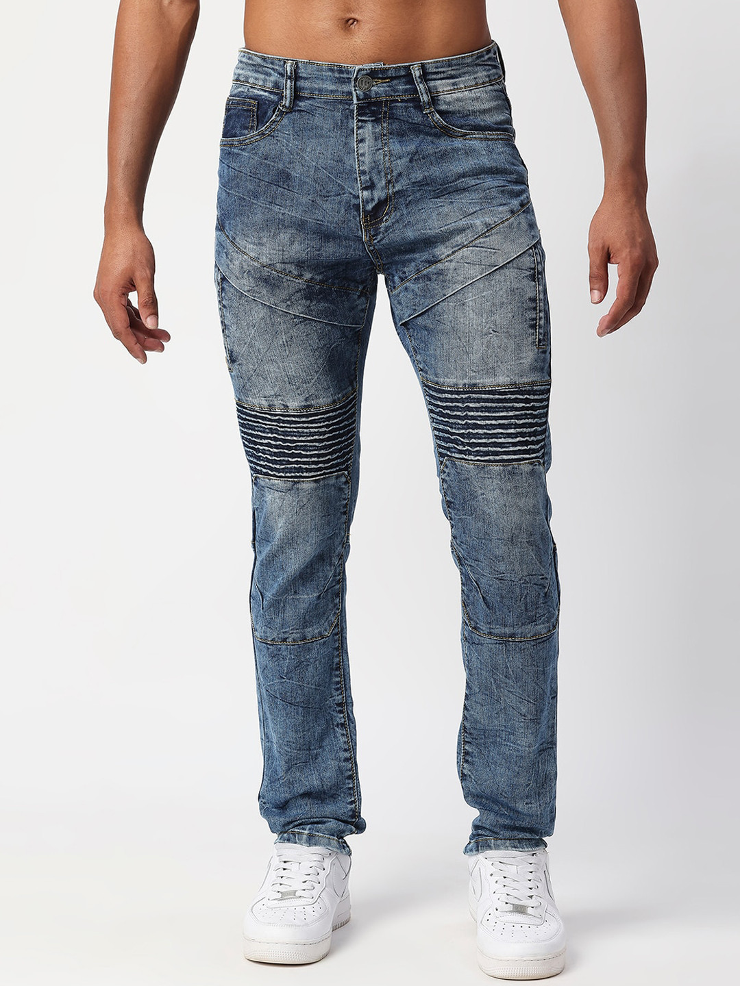 

WAIMEA Men Skinny Fit Highly Distressed Heavy Fade Stretchable Jeans, Blue