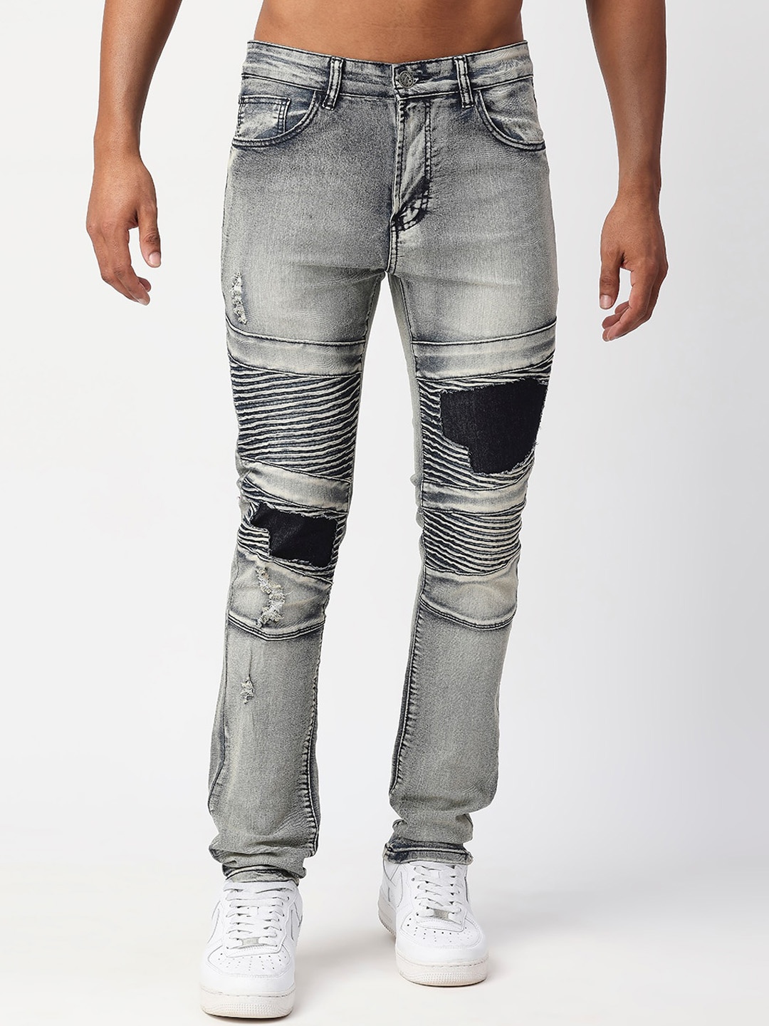 

WAIMEA Men Skinny Fit Distressed Heavy Fade Stretchable Jeans, Blue