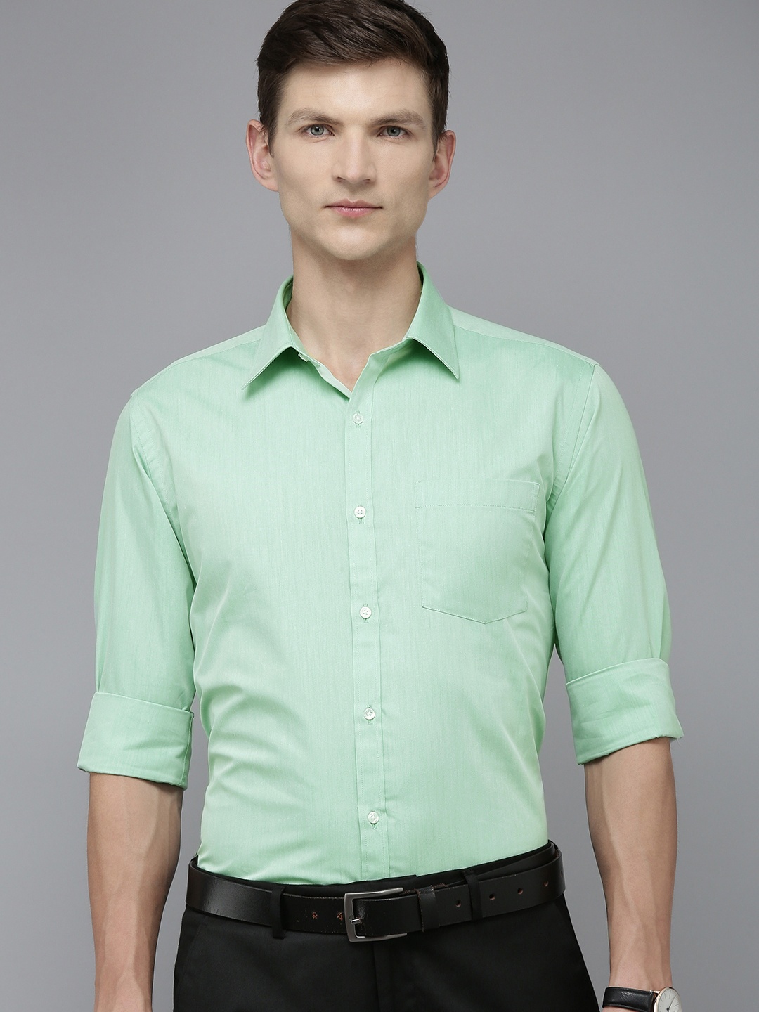 

Park Avenue Pure Cotton Slim Fit Formal Shirt, Green