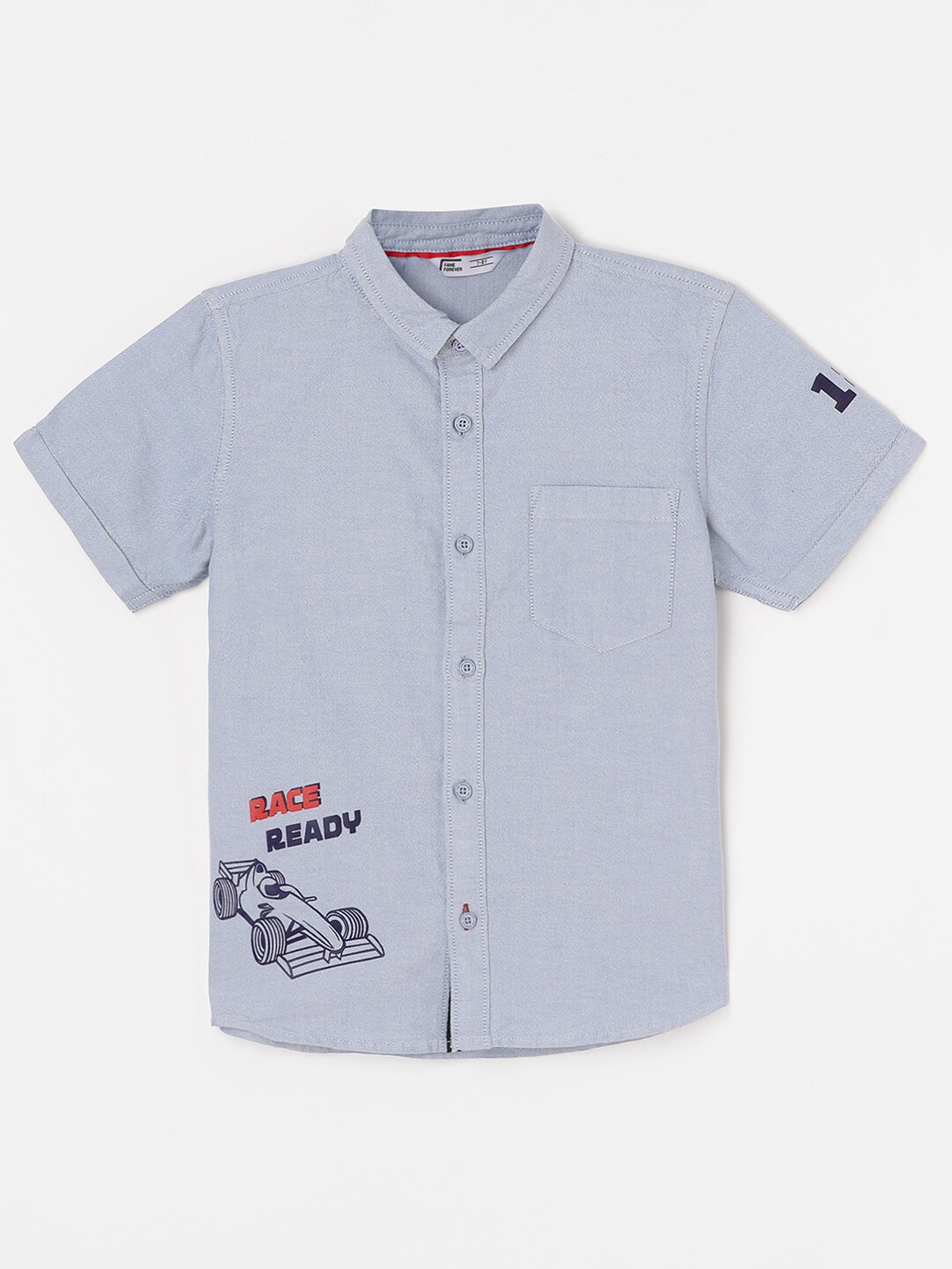 

Fame Forever by Lifestyle Boys Graphic Printed Pure Cotton Casual Shirt, Blue