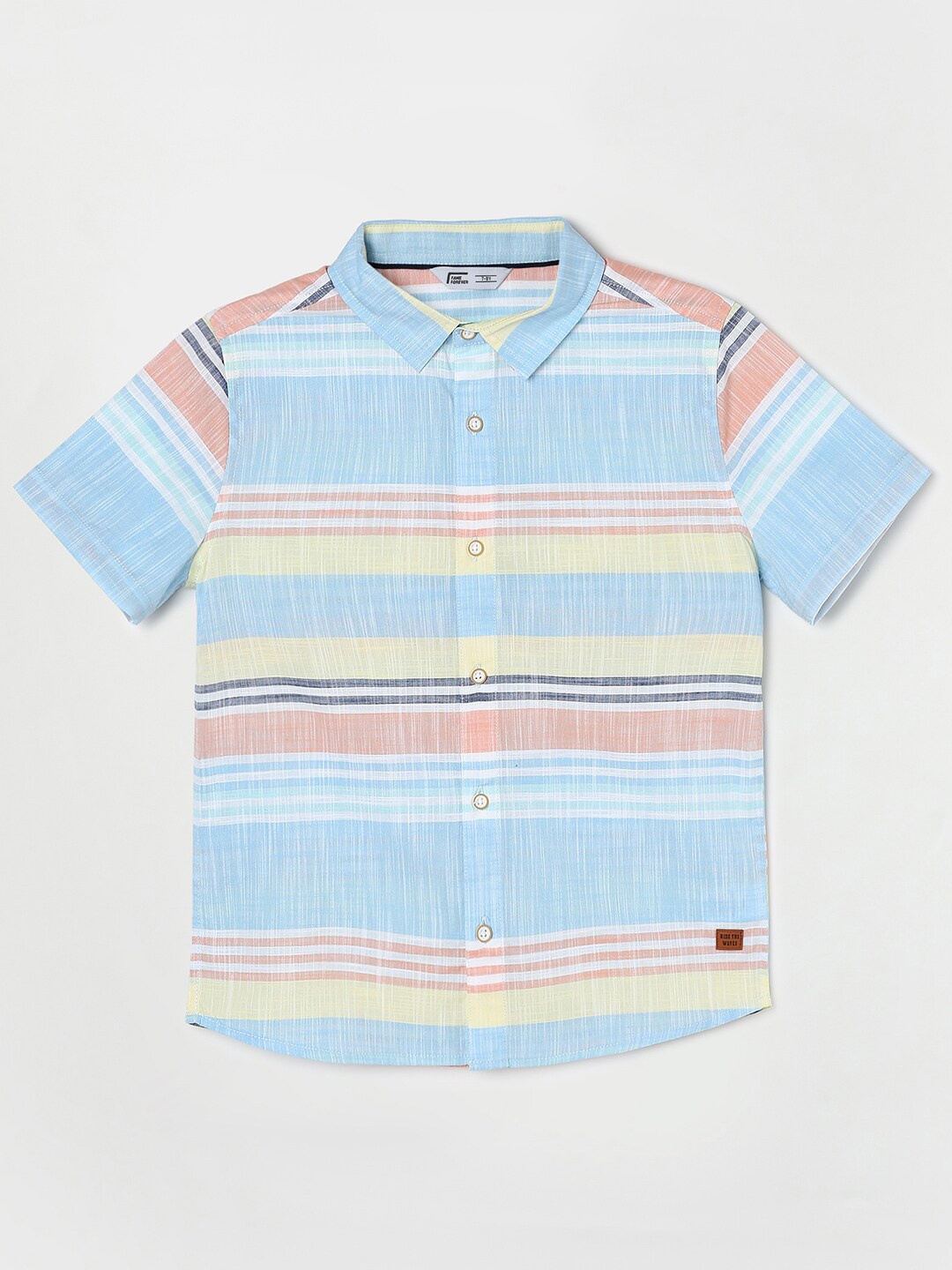 

Fame Forever by Lifestyle Boys Multi Stripes Striped Pure Cotton Casual Shirt, Blue
