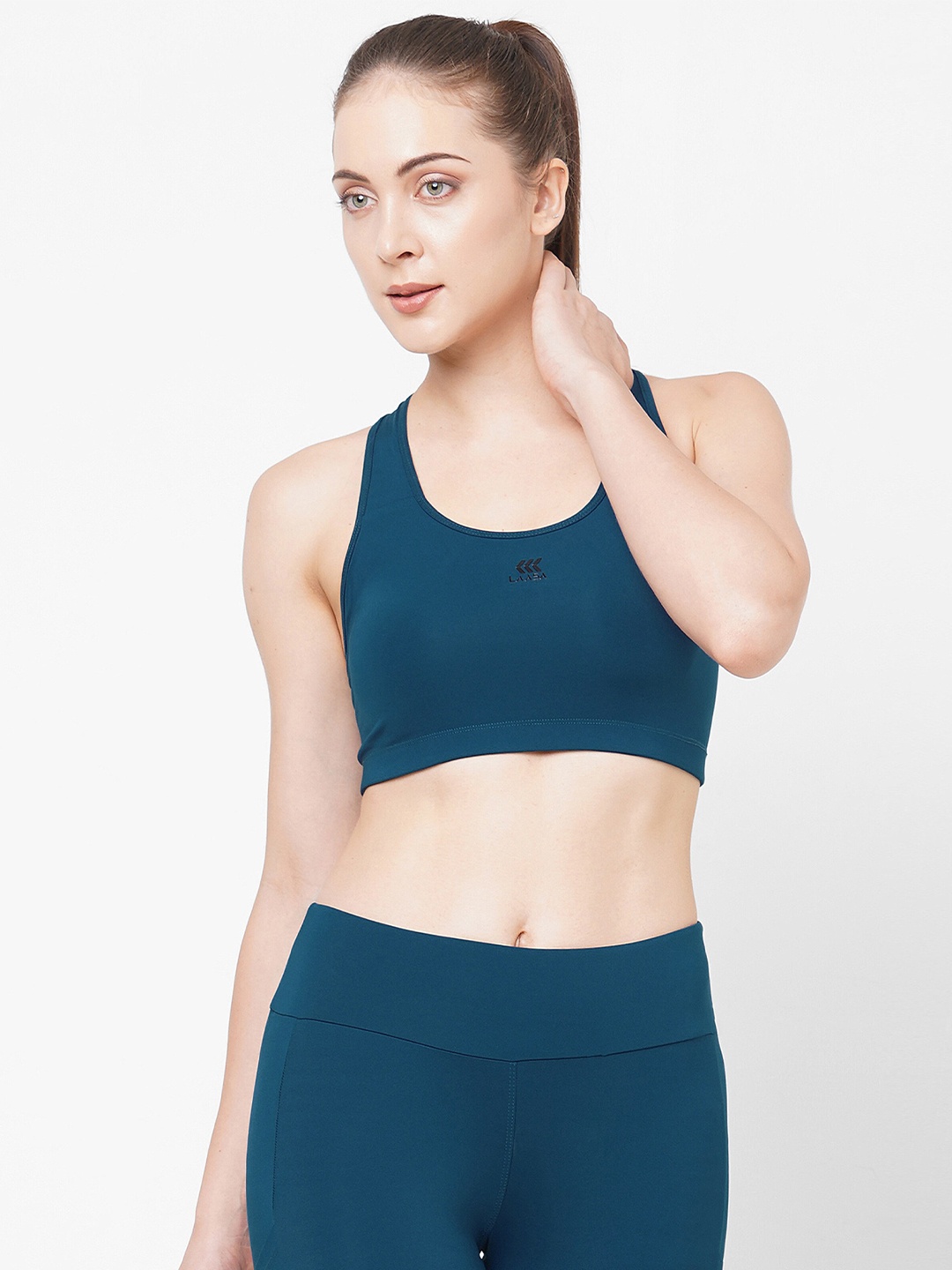 

LAASA SPORTS Removable Padding Non-Wired Dry-Fit Moisture Wicking Workout Bra, Blue