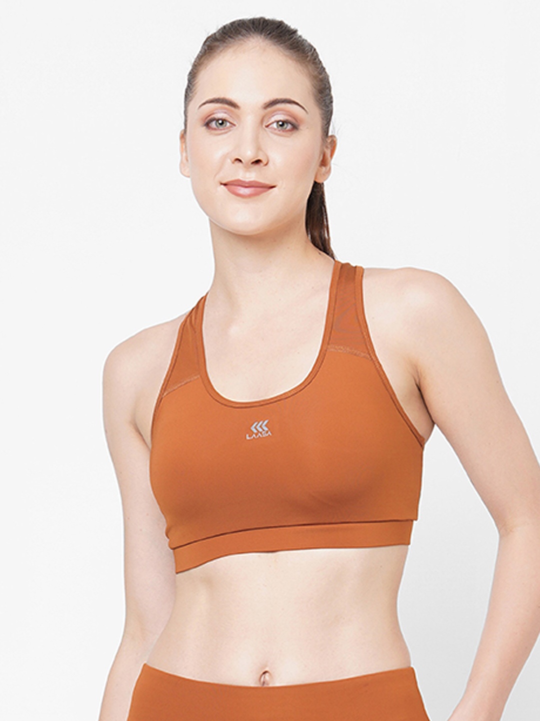 

LAASA SPORTS LAASA SPORTS Full Coverage Racerback Moisture Wicking Dry Fit Sports Bra, Tan